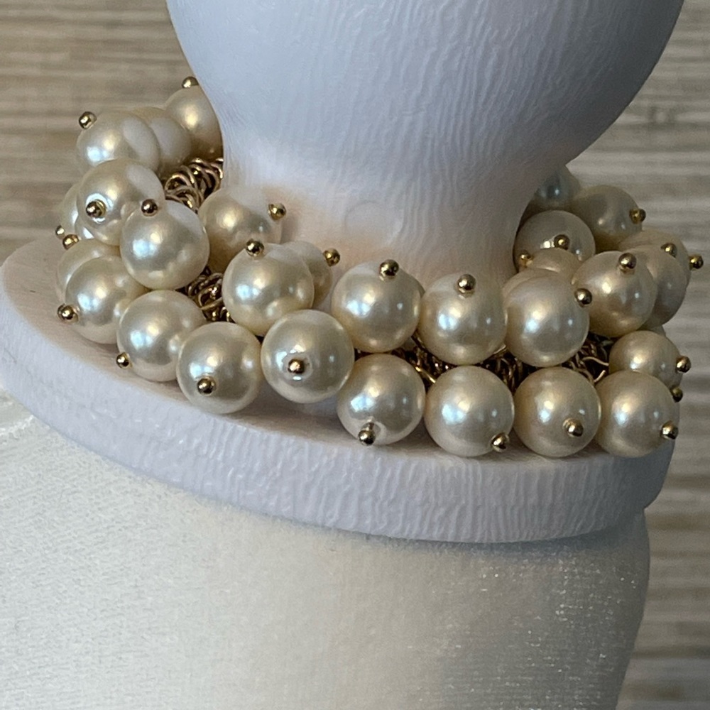 J. Crew Nude Faux Pearl Bauble Stretch Bracelet
